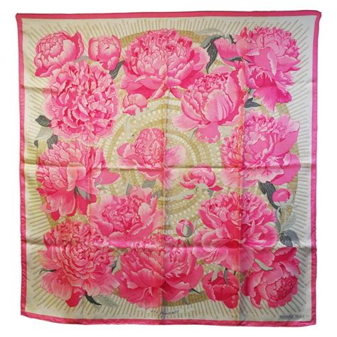 Les Pivoines Hermes silk scarf by Christiane 